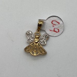 Real 14Kt Yellow Gold Angel Charm Pendant